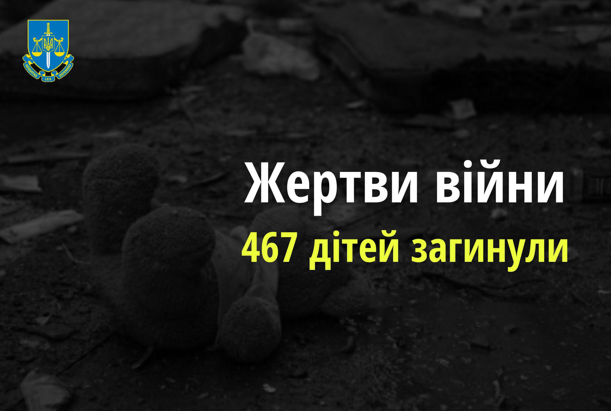Ювенальні прокурори: 467 дітей загинули в Україні внаслідок збройної агресії РФ