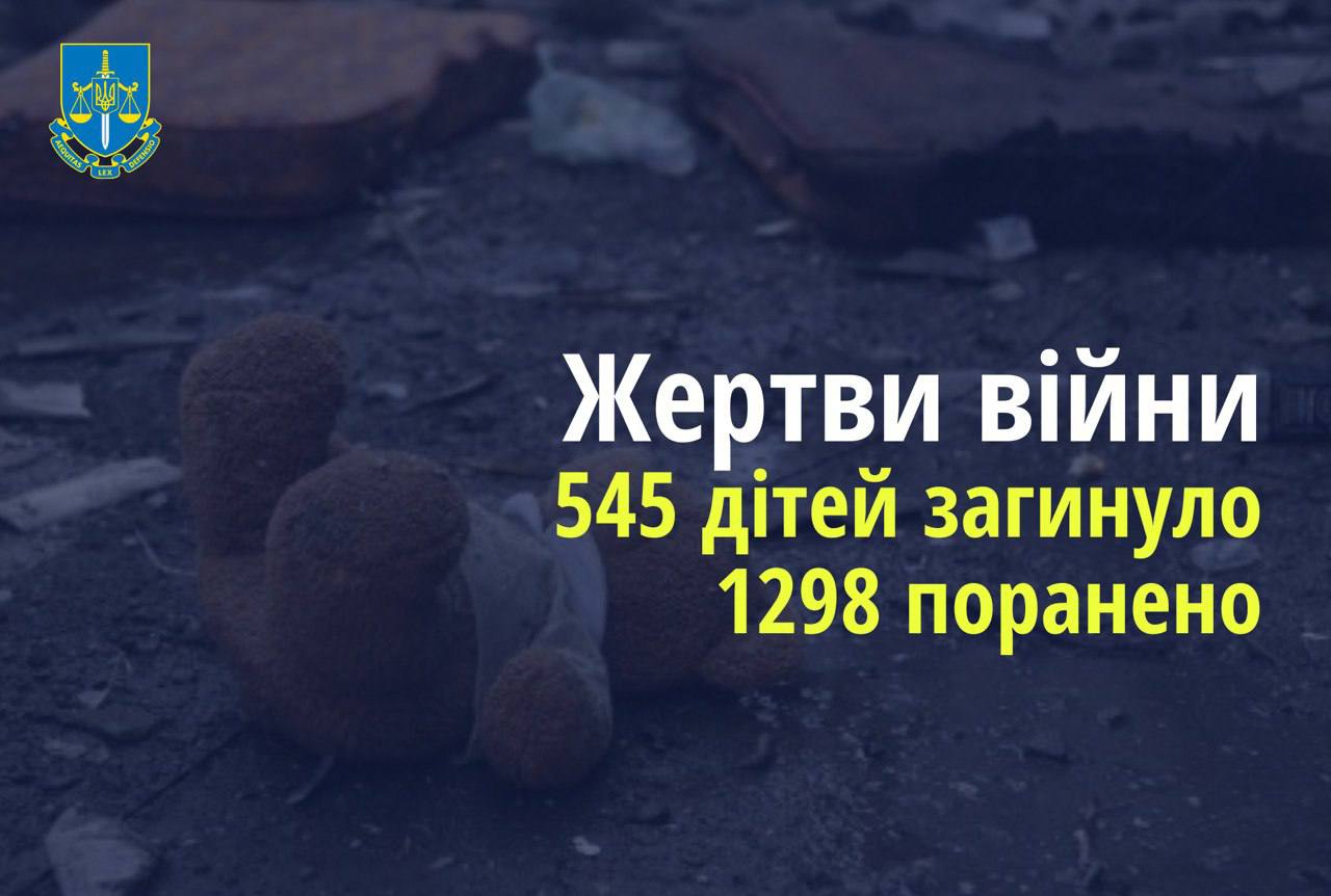 Ювенальні прокурори: 545 дітей загинули в Україні внаслідок збройної агресії рф